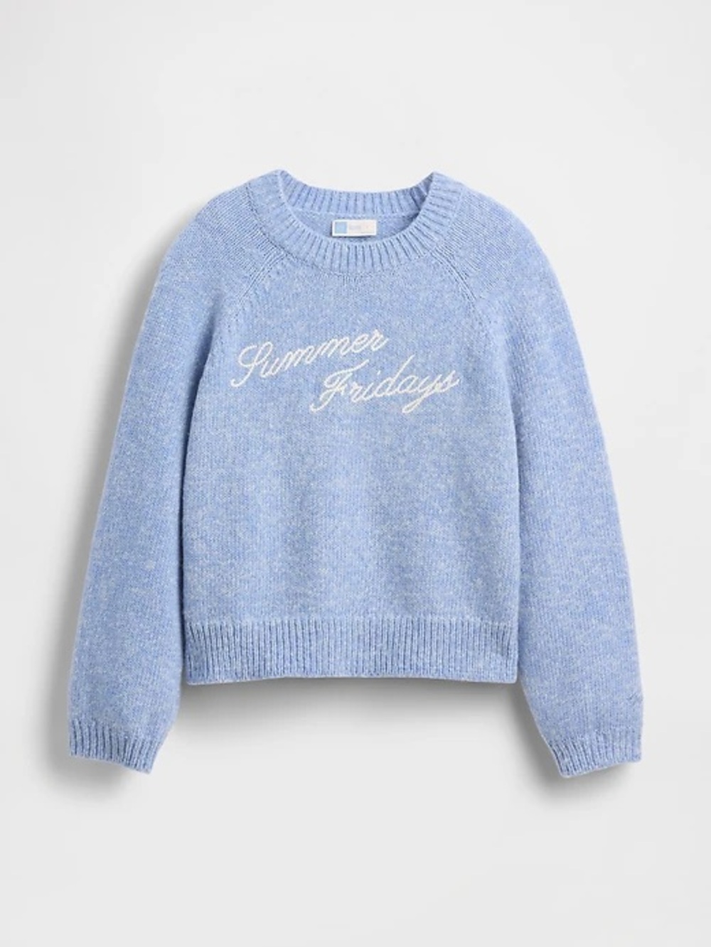 GAP x SUMMER FRIDAYS Oversized Logo Sweater Light Blue Knit Wool Blend Small
